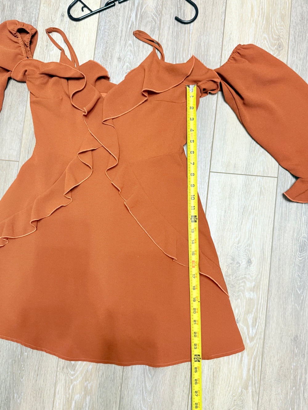 NWOT Franco Rust Ruffled Cold-Shoulder Dress - Picture 6 of 8